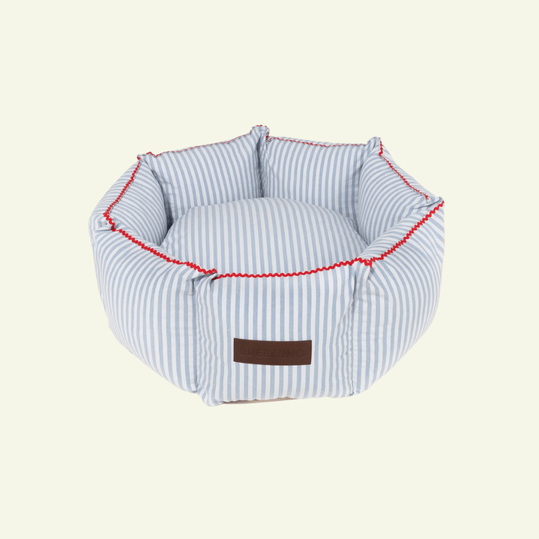 Cascais Cupcake | Panier rond pour chien rayé bleu et blanc, fait main - Jean-Poil - S