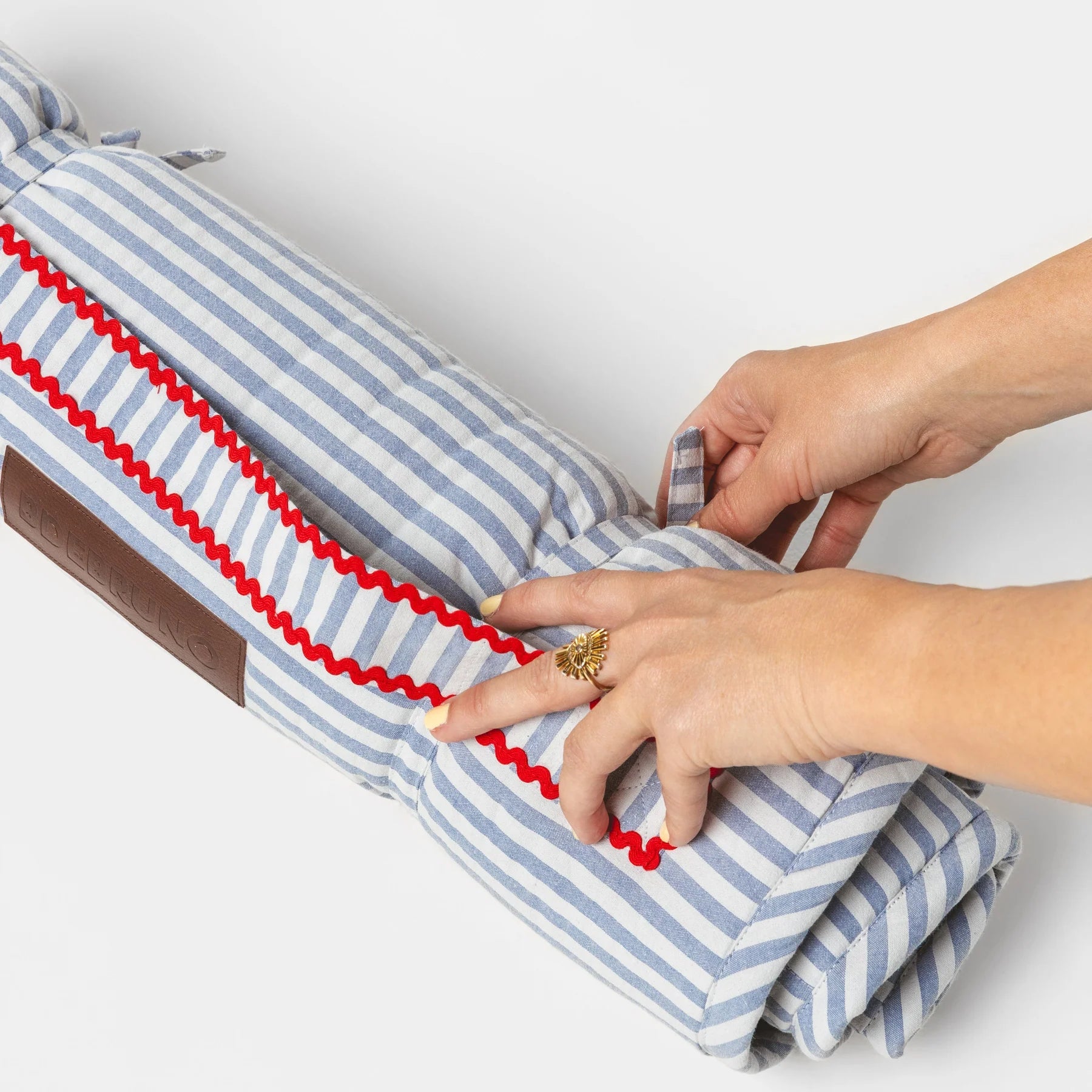 Cascais | Tapis de voyage enroulable à rayures bleues et blanches - Jean-Poil - S