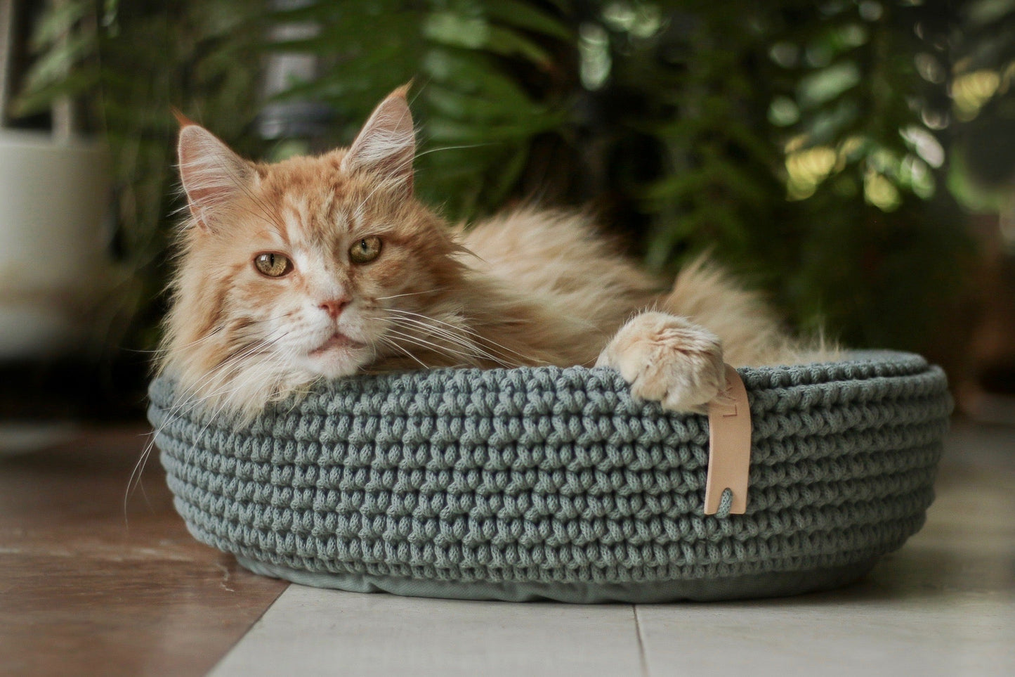 Coco | Panier design pour chat en corde de coton tressée - Jean - Poil - Beige