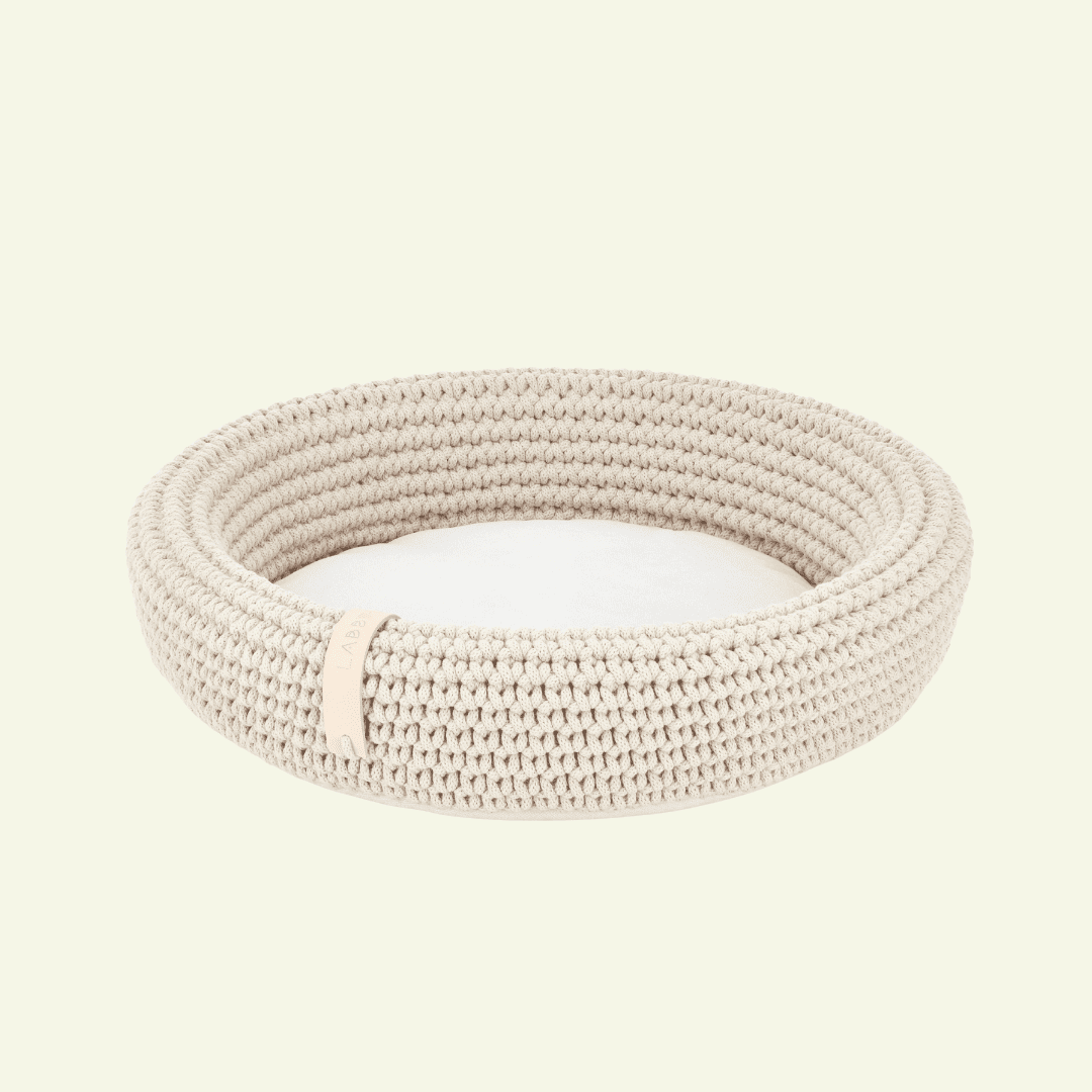 Coco | Panier design pour chat en corde de coton tressée - Jean - Poil - Beige