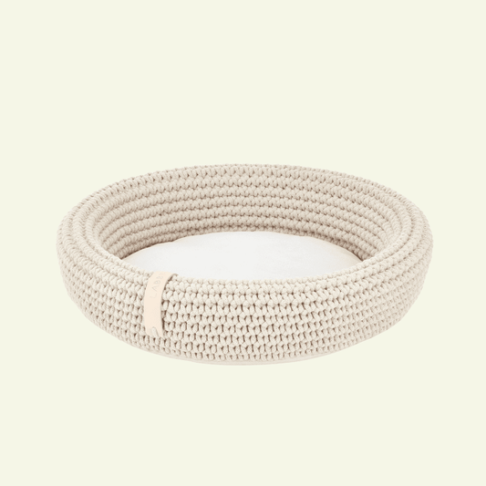 Coco | Panier design pour chat en corde de coton tressée - Jean - Poil - Beige