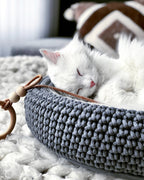 Coco | Panier design pour chat en corde de coton tressée - Jean - Poil - Beige