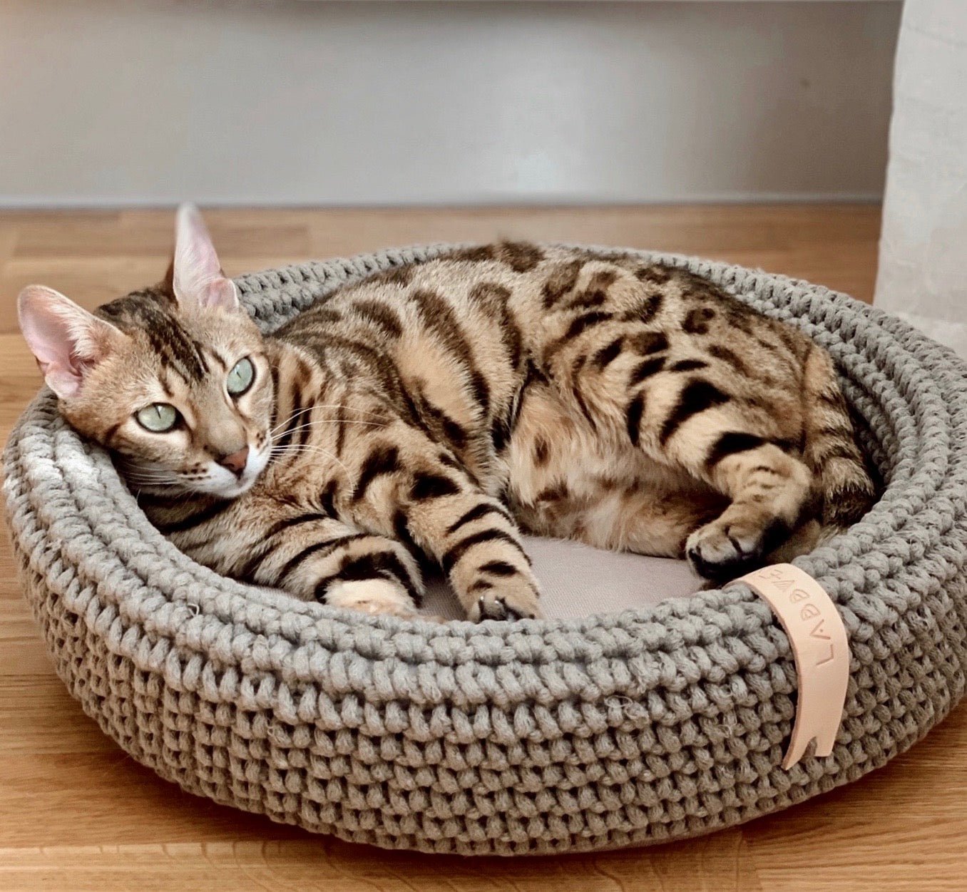 Coco | Panier design pour chat en corde de coton tressée - Jean - Poil - Beige