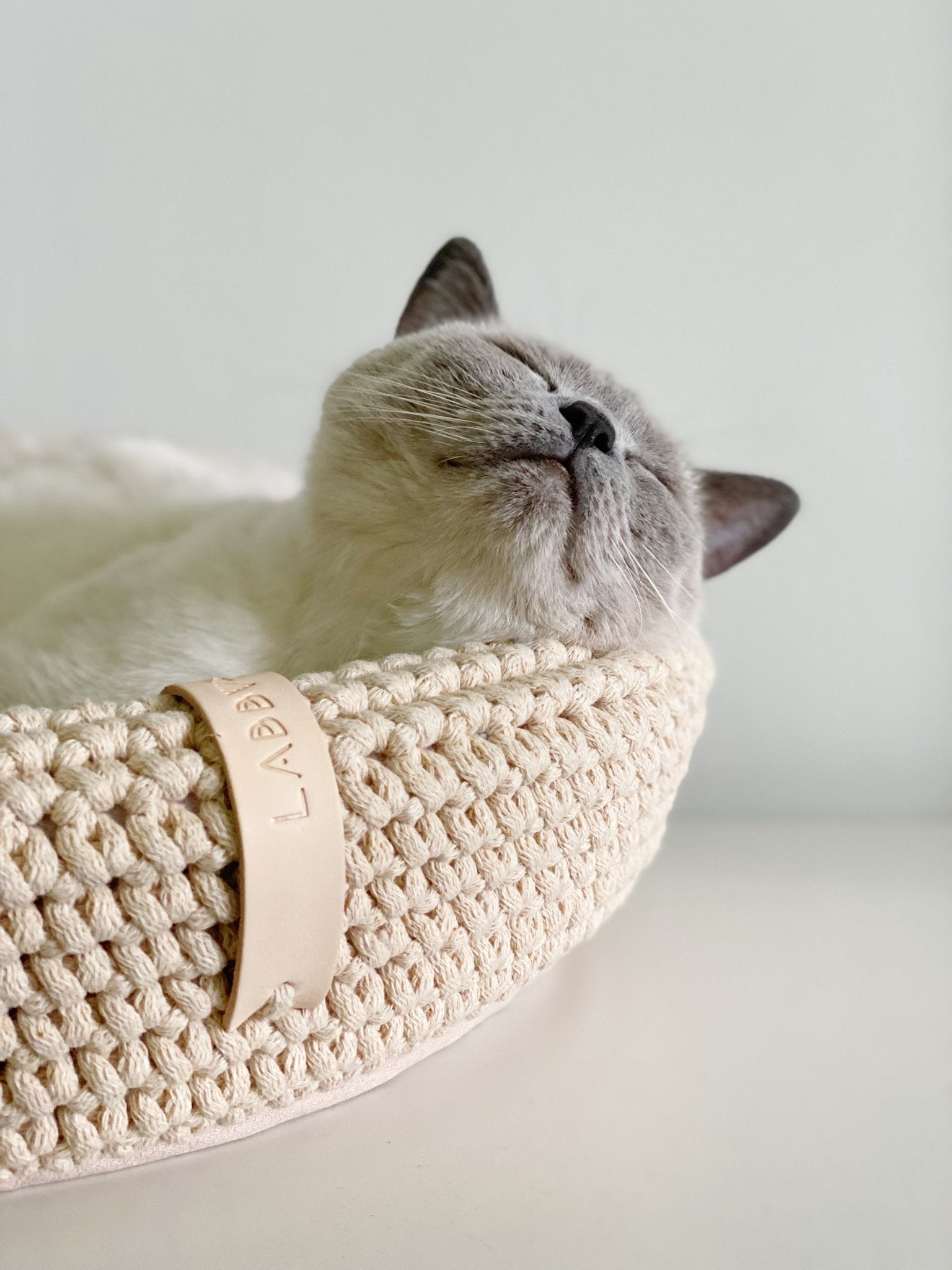 Coco | Panier design pour chat en corde de coton tressée - Jean - Poil - Beige
