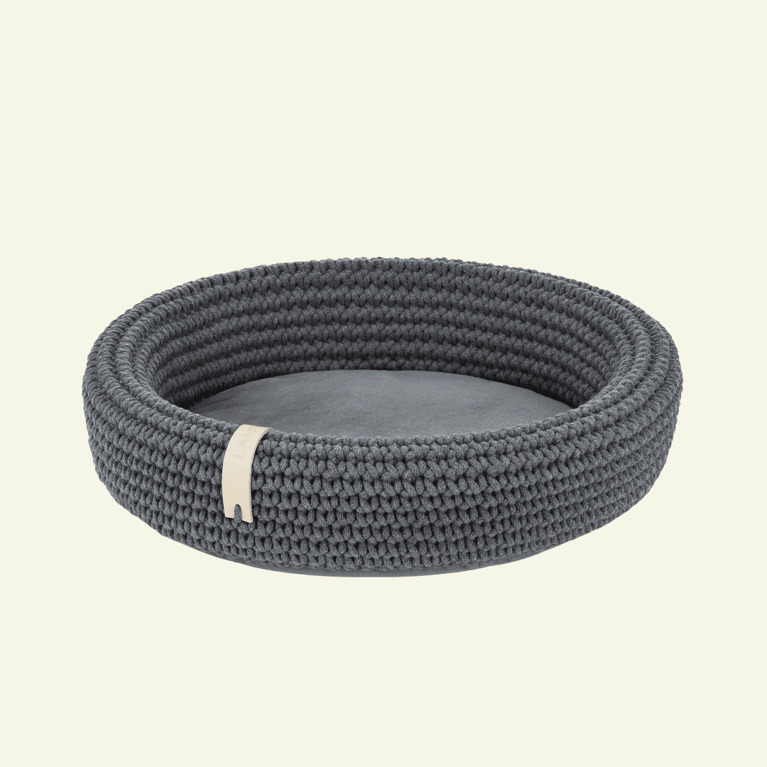 Coco | Panier design pour chat en corde de coton tressée - Jean - Poil - Gris