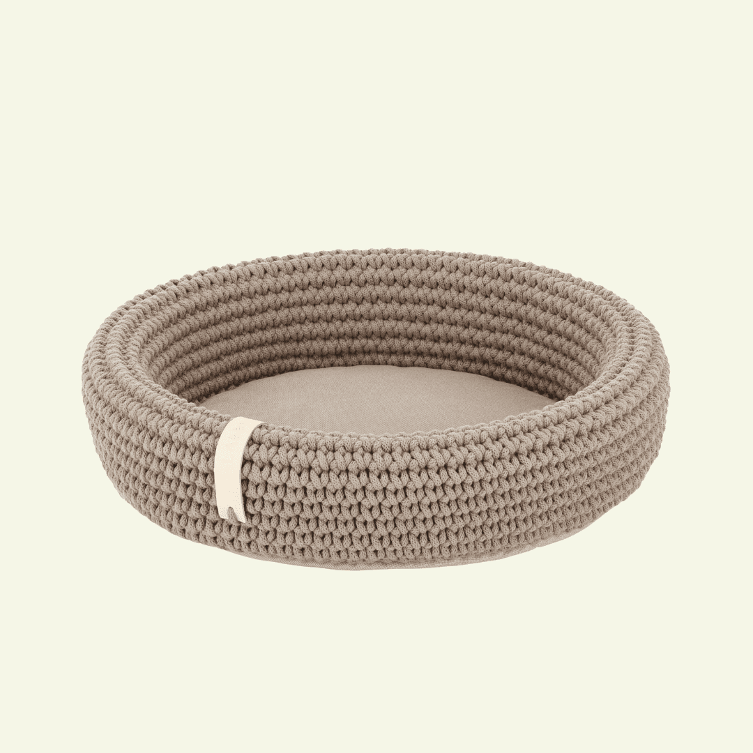 Coco | Panier design pour chat en corde de coton tressée - Jean - Poil - Marron