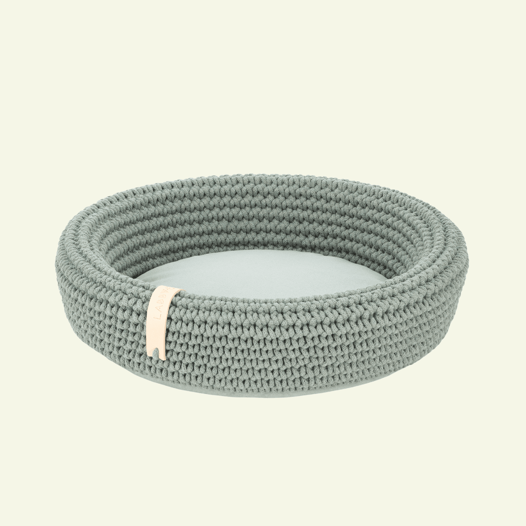 Coco | Panier design pour chat en corde de coton tressée - Jean - Poil - Vert