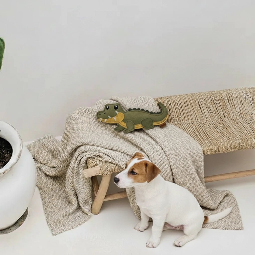 Croco | Jouet pour chien en chutes de cuir et fibres de coco - Jean - Poil - 