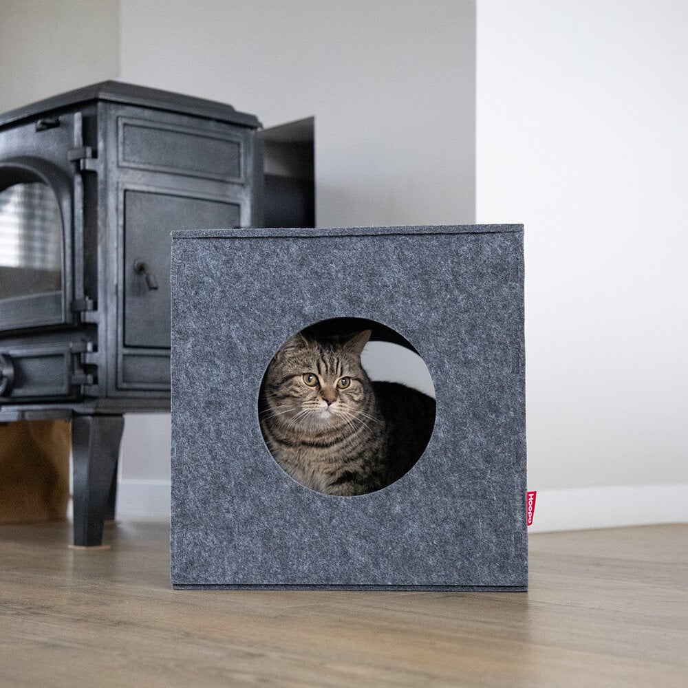 Cubo | Cube de jeu pour chat en feutre design - Jean - Poil - 