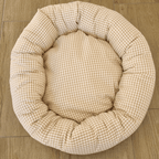 Cuccia | Panier rond pour chat vichy beige, déhoussable - Jean-Poil -