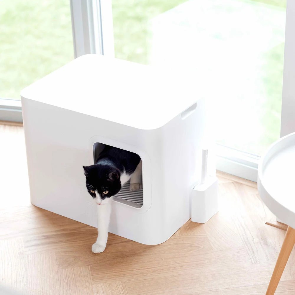 Dome |Bac à litière blanc design fermé pour chat - Jean - Poil - 