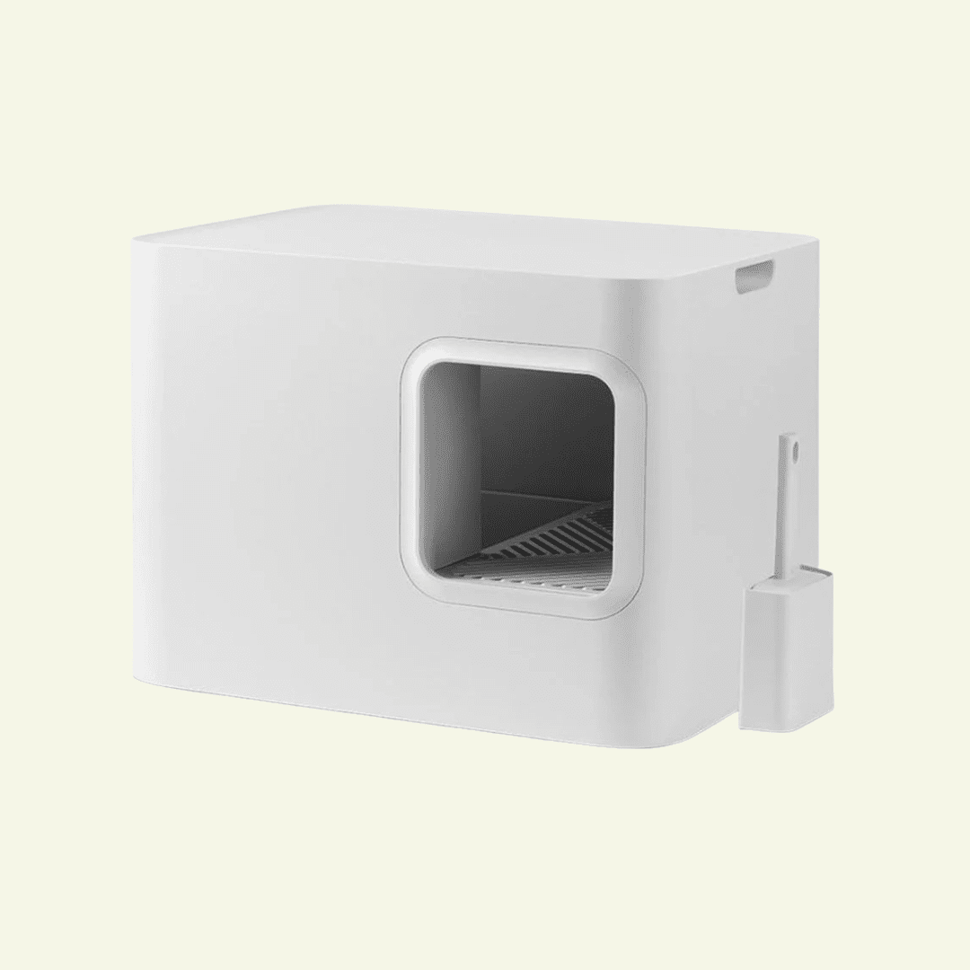 Dome |Bac à litière blanc design fermé pour chat - Jean - Poil - 