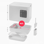 Dome plus | Bac à litière blanc design avec plateau anti - gravillons - Jean - Poil - 