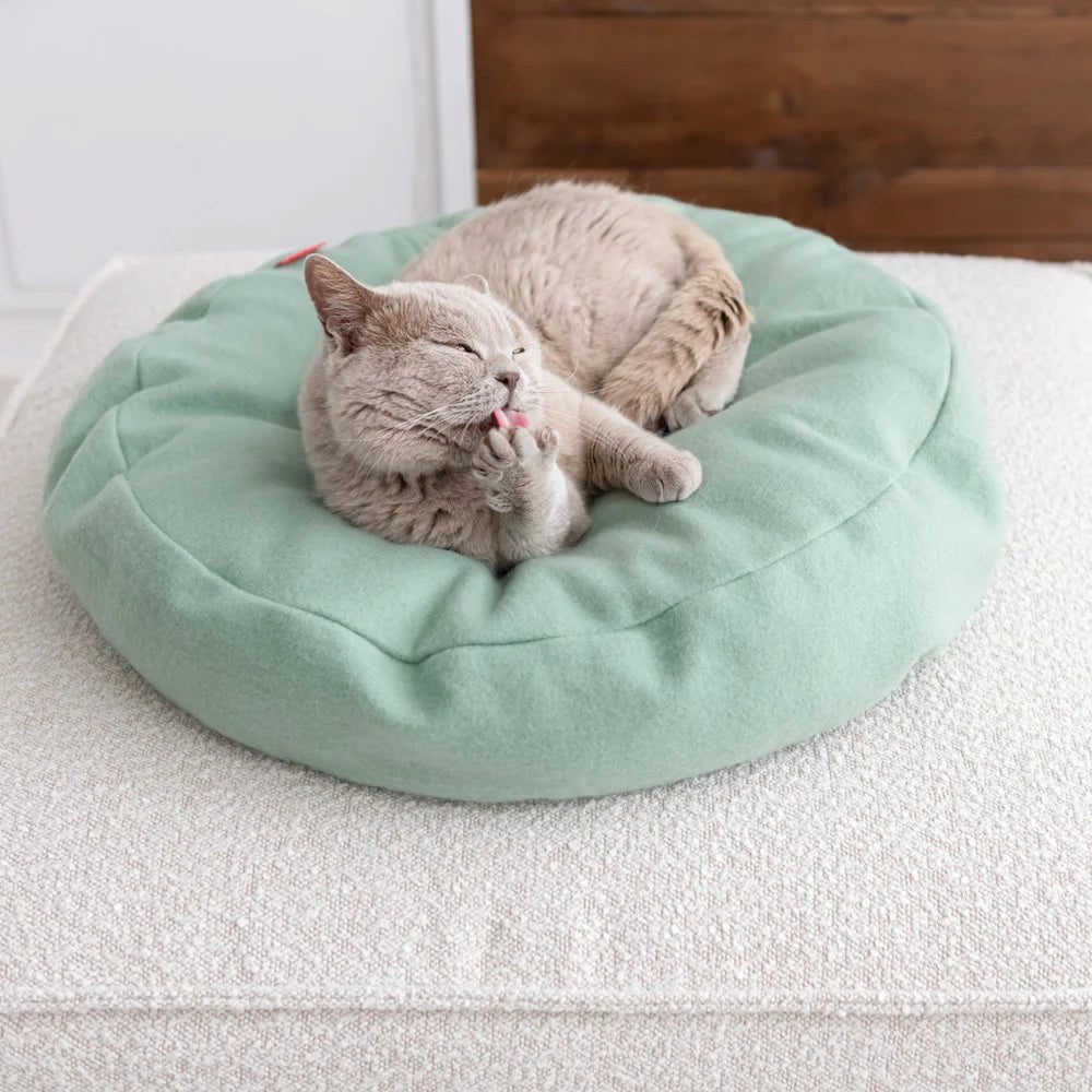 Donut | Lit donut pour chat doux et lavable, plusieurs coloris - Jean - Poil - Vert clair