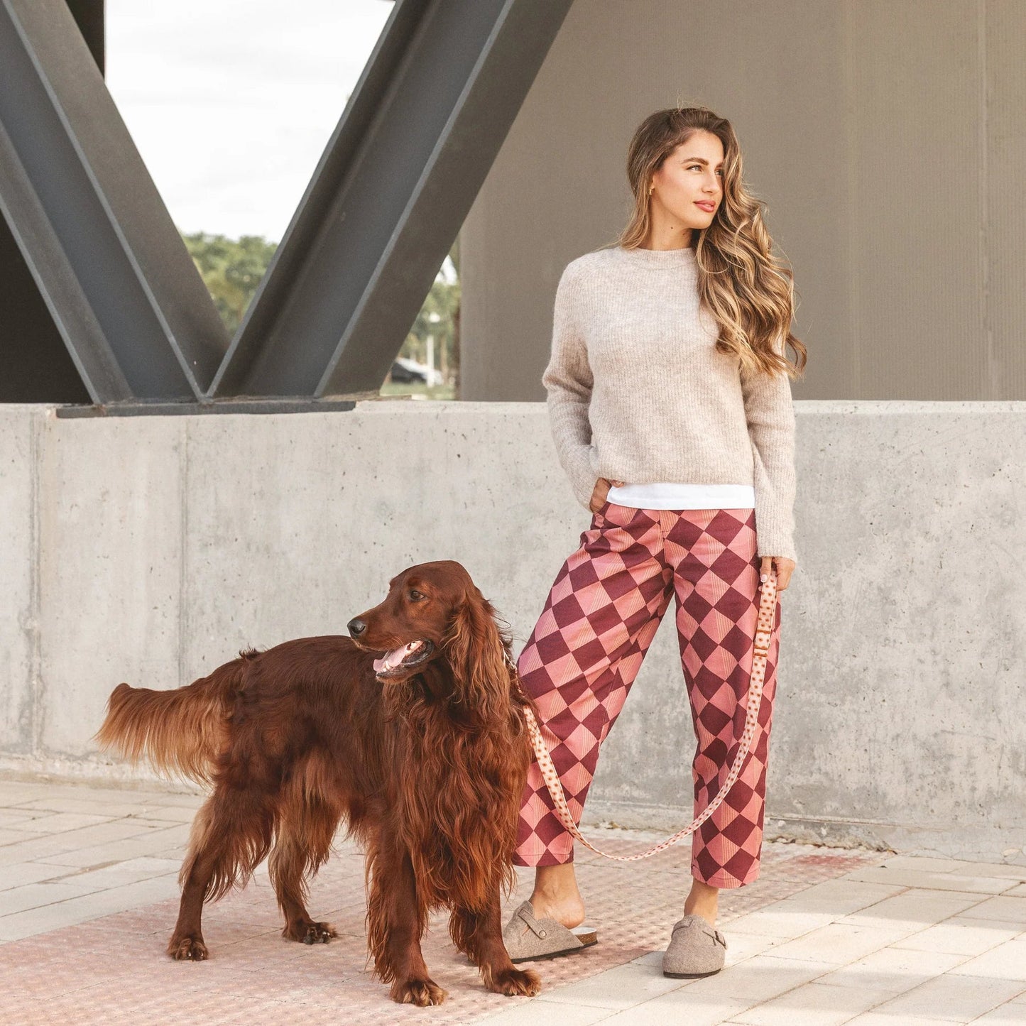 Fleur | Laisse pour chien à fleurs - ville & multipositions, fait main - Jean - Poil - M