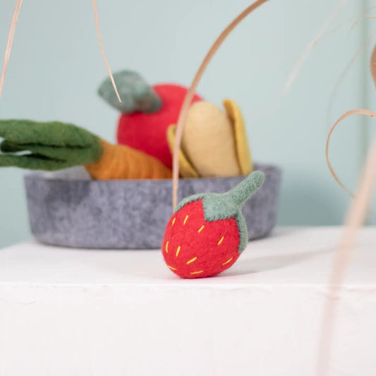 Fraise | Jouet naturel en feutre de laine - Jean - Poil - 