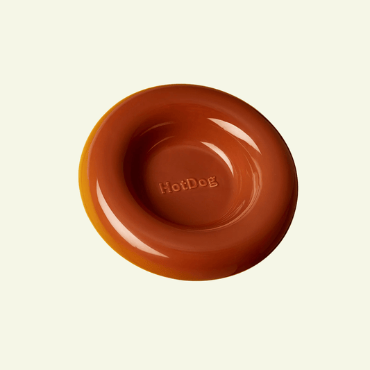 Hotdog | Gamelle en céramique artisanale jaune pour chat - Jean-Poil - Marron