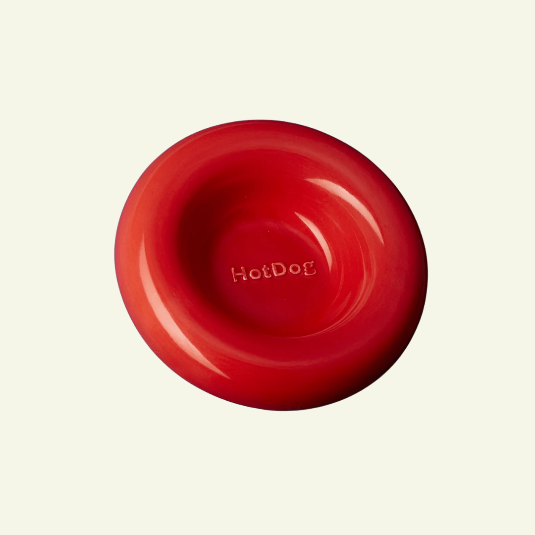 Hotdog | Gamelle en céramique artisanale jaune pour chat - Jean-Poil - Rouge
