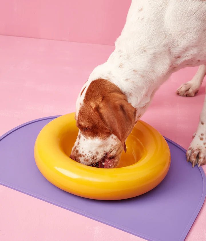 HotDog | Tapis silicone antidérapant pour gamelles - Jean - Poil - Violet