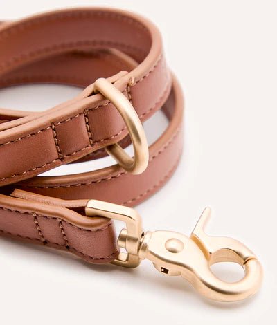 Jala | Laisse multiposition pour chien en cuir vegan mains libres - Jean - Poil - Beige