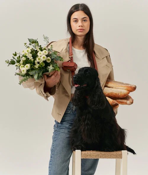 Jala | Porte - sacs pour chien en cuir vegan durable. - Jean - Poil - Marron