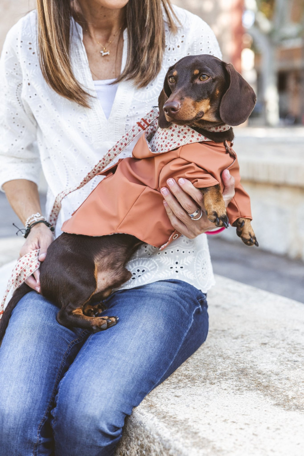 Julieta | Veste imperméable pour chien terracotta - Légère & élégante - Jean - Poil - XS