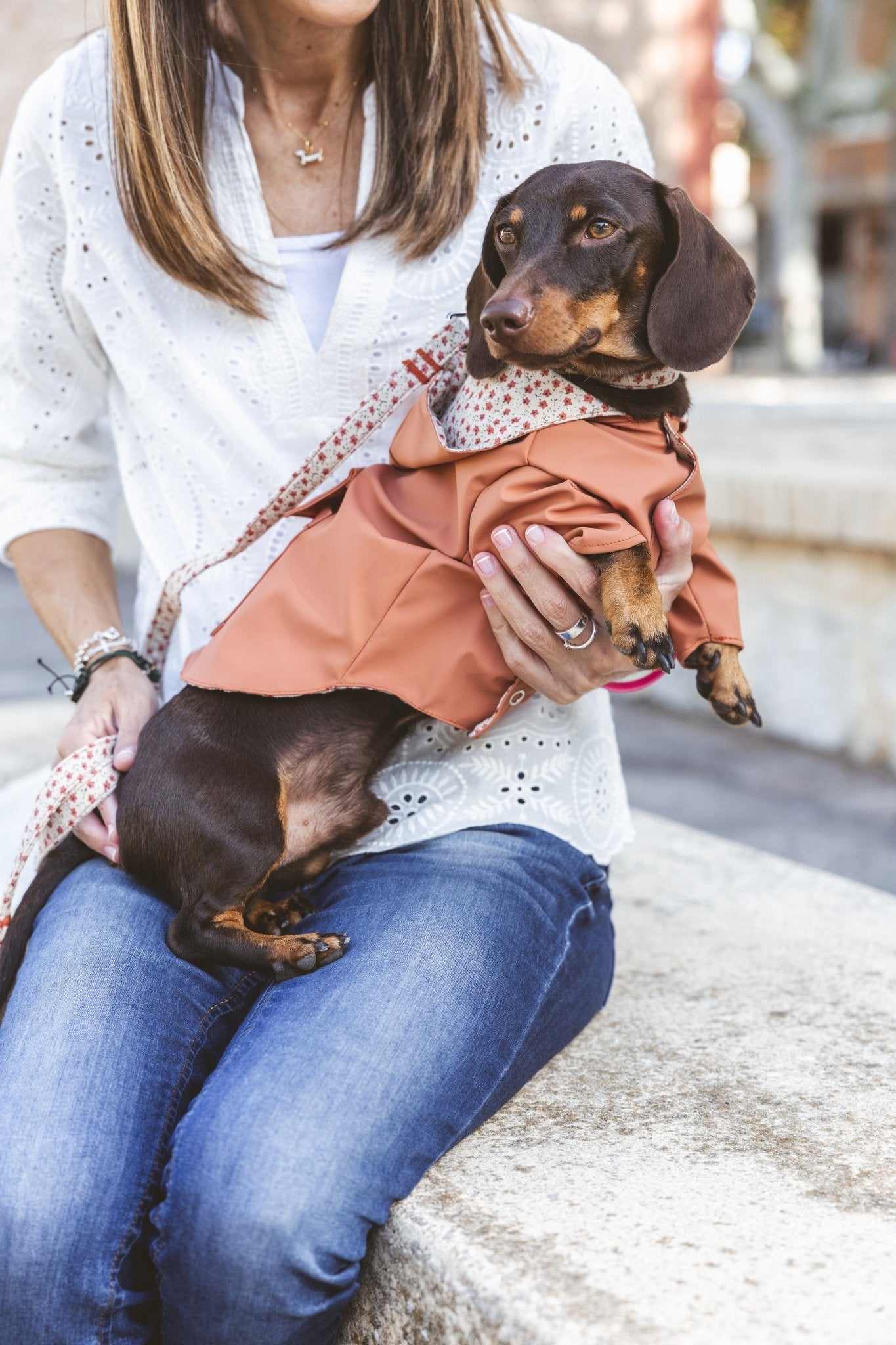 Julieta | Veste imperméable pour chien terracotta - Légère & élégante - Jean - Poil - XS