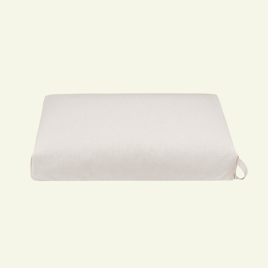 Kiima | Coussin orthopédique pour chien, housse amovible et poignée cuir - Jean - Poil - Beige