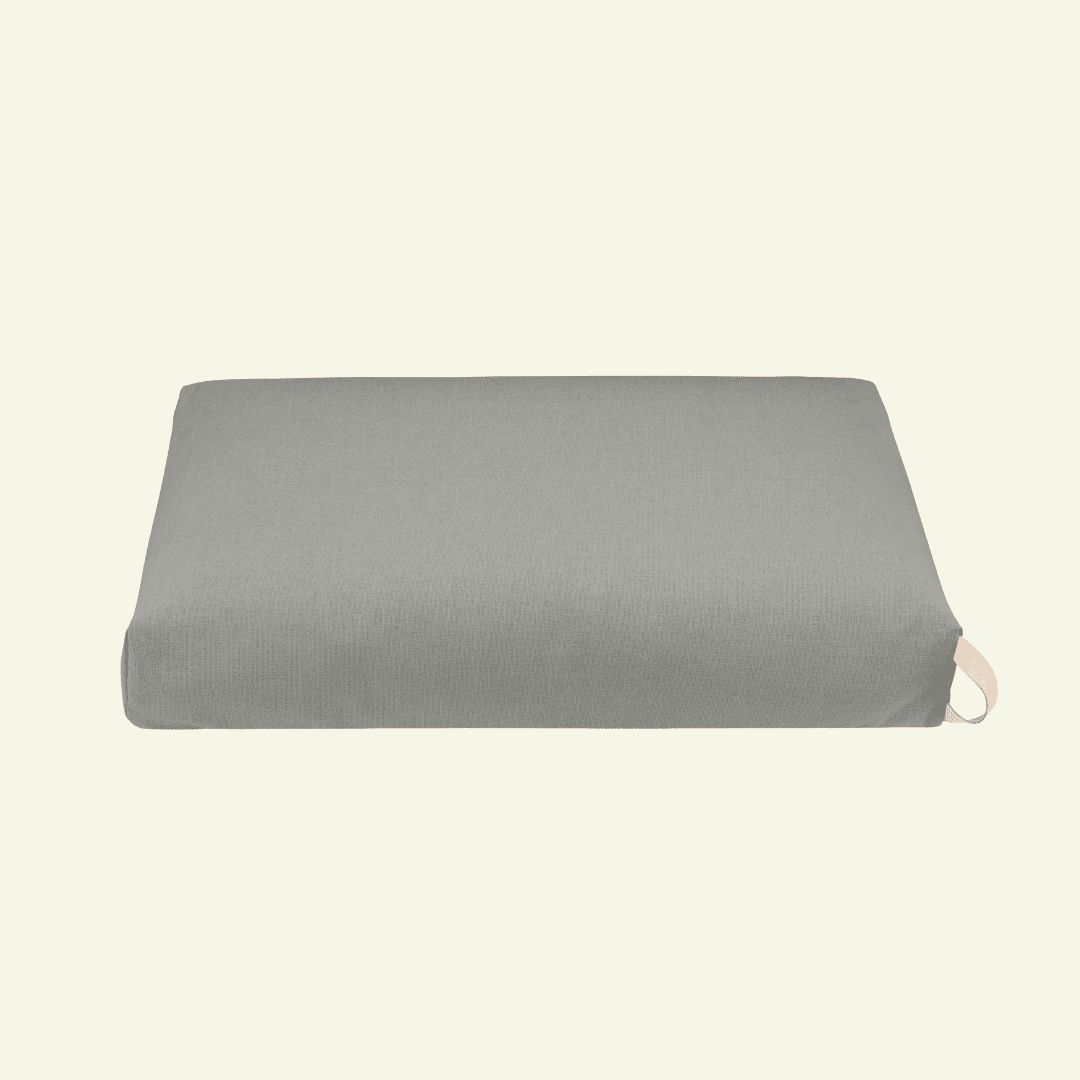 Kiima | Coussin orthopédique pour chien, housse amovible et poignée cuir - Jean - Poil - Gris foncé