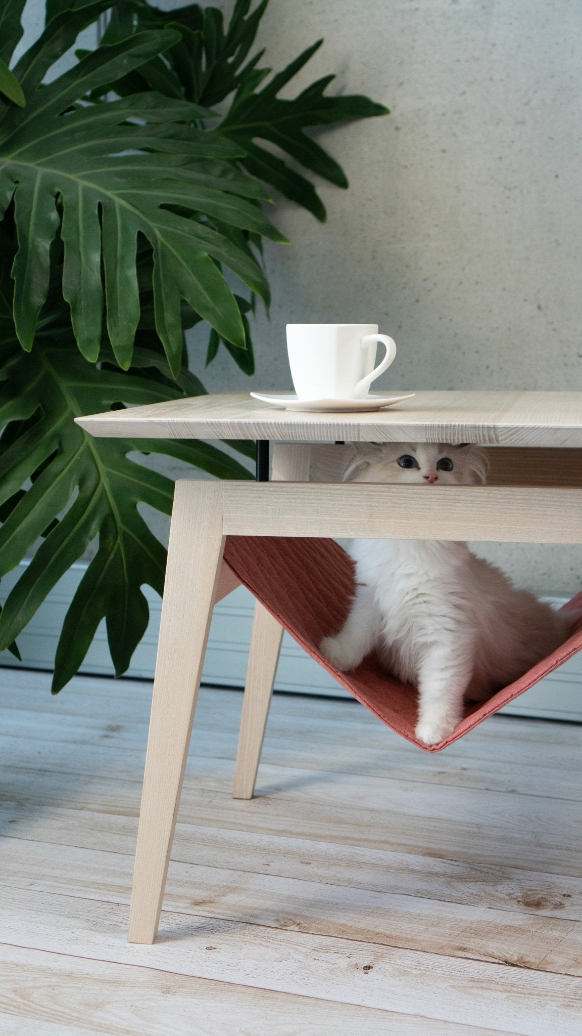 Kikko | Table design pour chat avec hamac intégré - Jean - Poil - Gris clair
