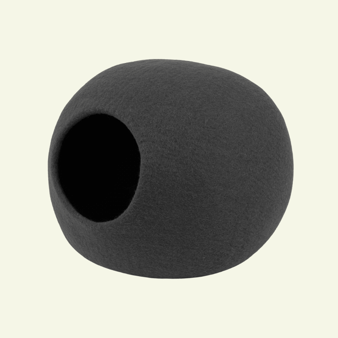 Kuno | Grotte pour chat en feutre de laine naturelle- Anthracite - Jean-Poil -