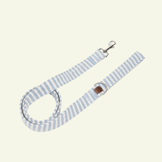 Levante | Laisse pour chien rayée – style bord de mer, ville & multipositions, fait main - Jean - Poil - XS