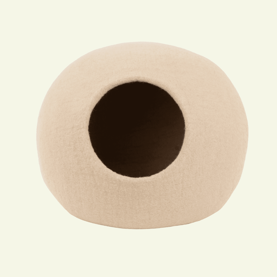 Levi | Grotte pour chat en feutre de laine naturelle - Beige - Jean - Poil - 