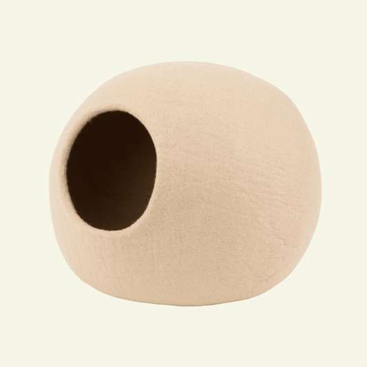 Levi | Grotte pour chat en feutre de laine naturelle - Beige - Jean - Poil - 