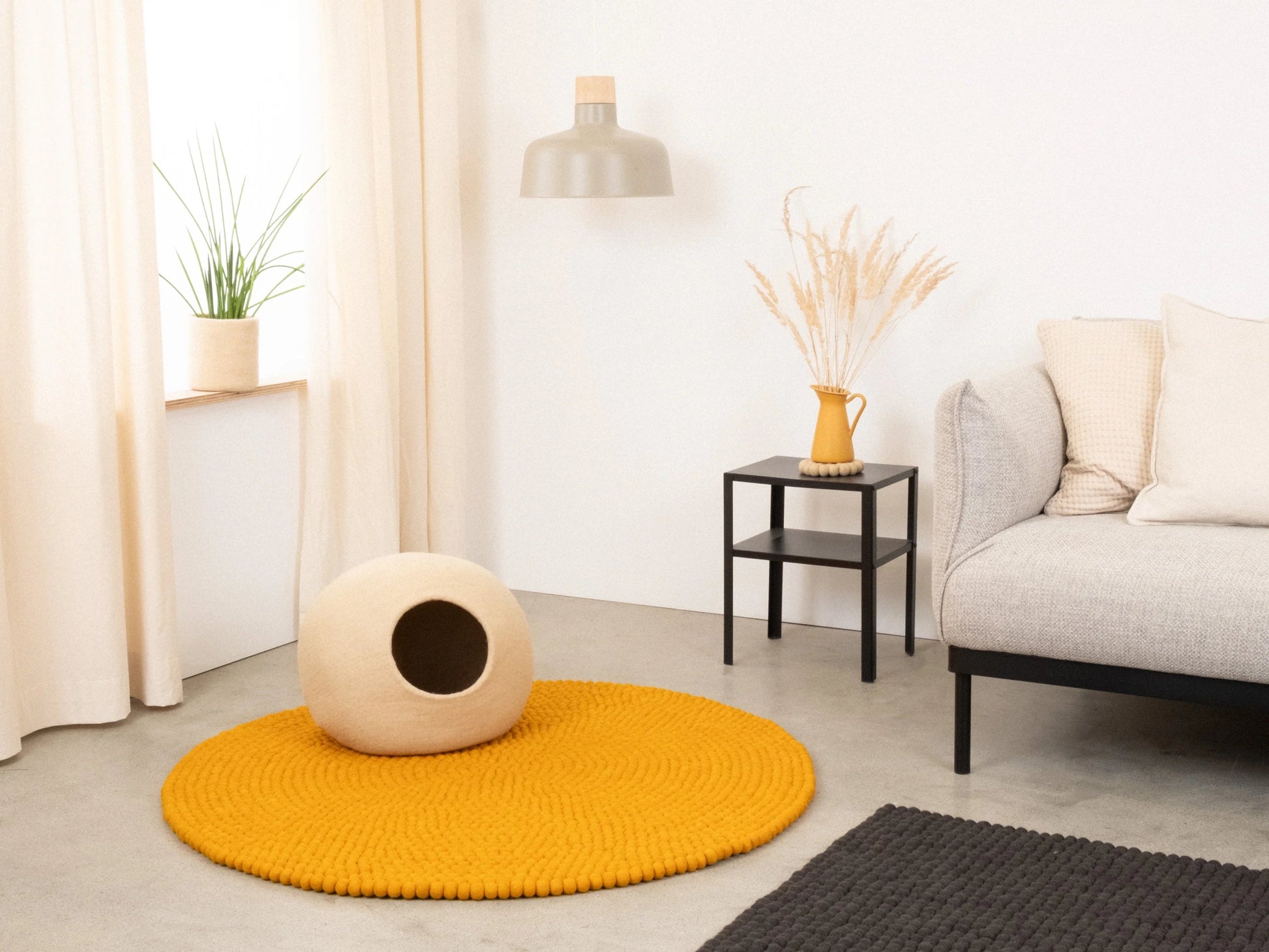 Levi | Grotte pour chat en feutre de laine naturelle - Beige - Jean - Poil - 