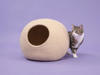 Levi | Grotte pour chat en feutre de laine naturelle - Beige - Jean - Poil - 