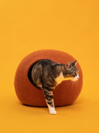 Lora | Grotte pour chat en feutre de laine naturelle - Rouille - Jean - Poil - 