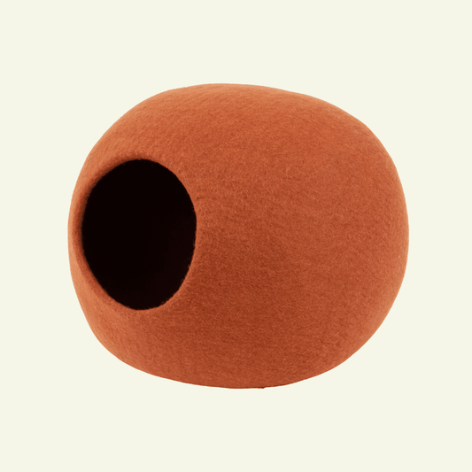 Lora | Grotte pour chat en feutre de laine naturelle - Rouille - Jean - Poil - 