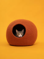Lora | Grotte pour chat en feutre de laine naturelle - Rouille - Jean - Poil - 