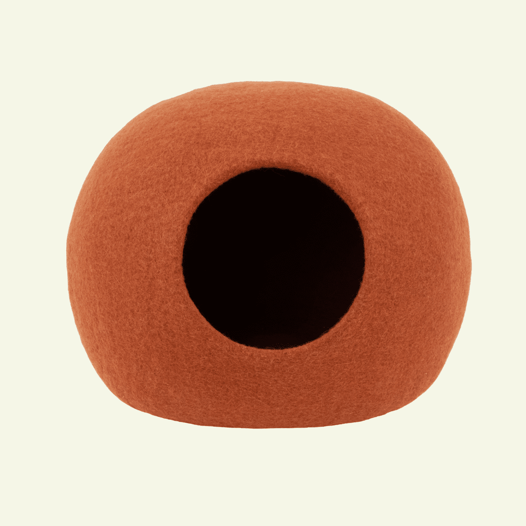 Lora | Grotte pour chat en feutre de laine naturelle - Rouille - Jean - Poil - 