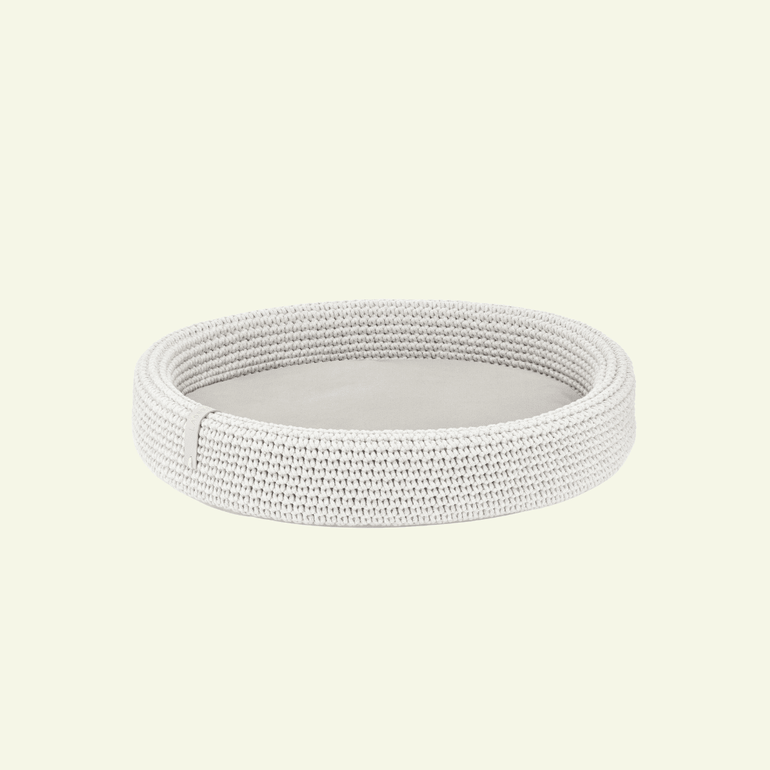 Lukko | Panier pour chien ovale en coton tressé avec coussin amovible - Jean - Poil - Gris clair