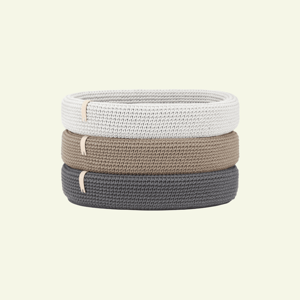 Lukko | Panier pour chien ovale en coton tressé avec coussin amovible - Jean - Poil - Gris clair