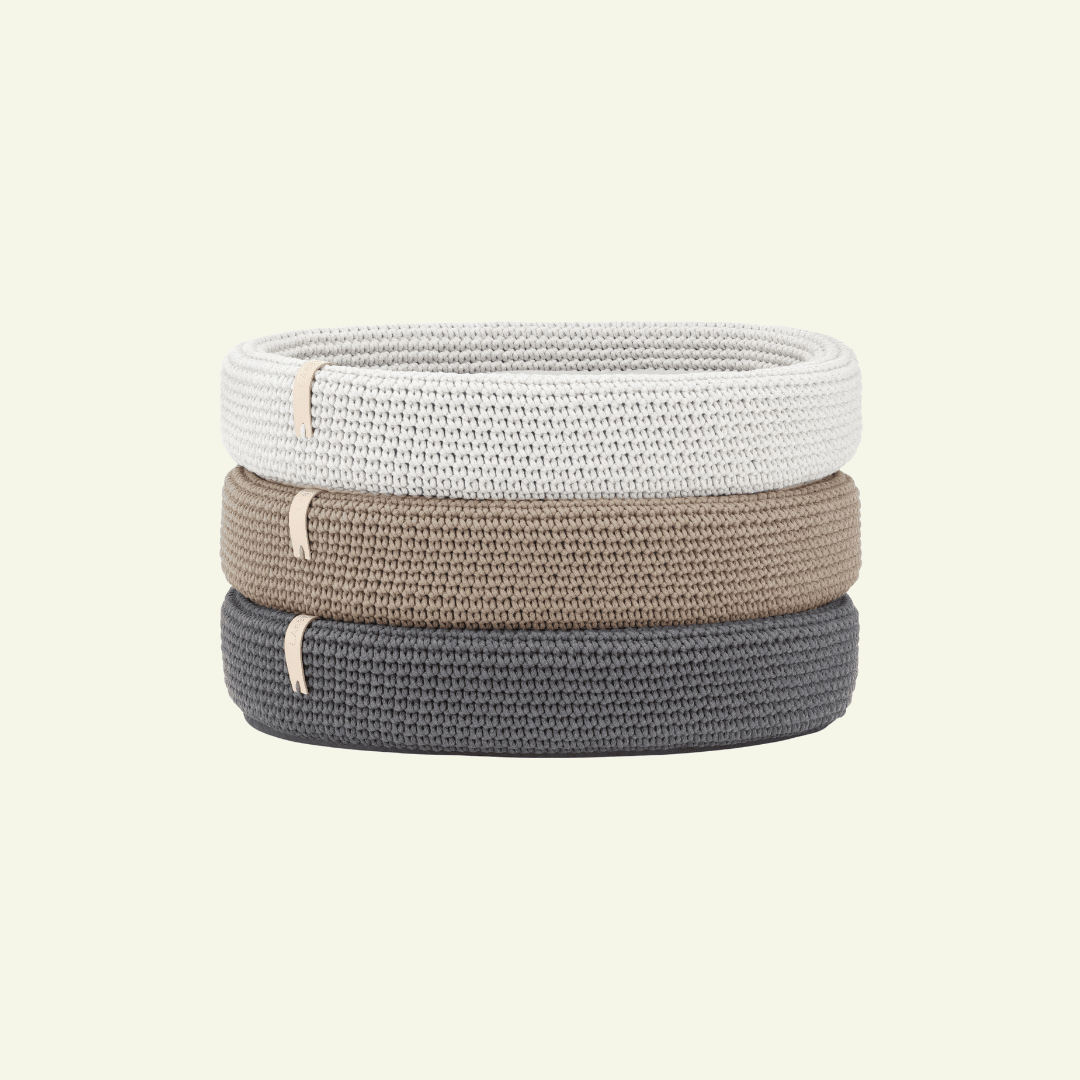 Lukko | Panier pour chien ovale en coton tressé avec coussin amovible - Jean - Poil - Gris clair