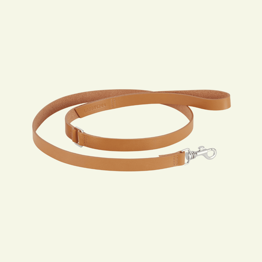 Lussa | Laisse pour chien en cuir italien - Camel - Jean - Poil - 