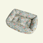 Magnolia| Panier en coton à motif floral déhoussable - fabrication artisanale - Jean - Poil - XS
