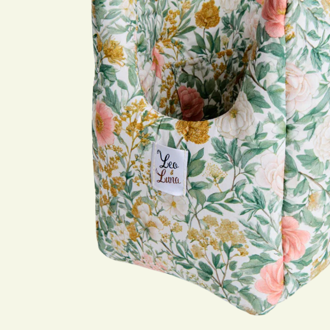 Magnolia | Sac de transport en coton motif à fleurs - fabrication artisanale - Jean - Poil - Magnolia