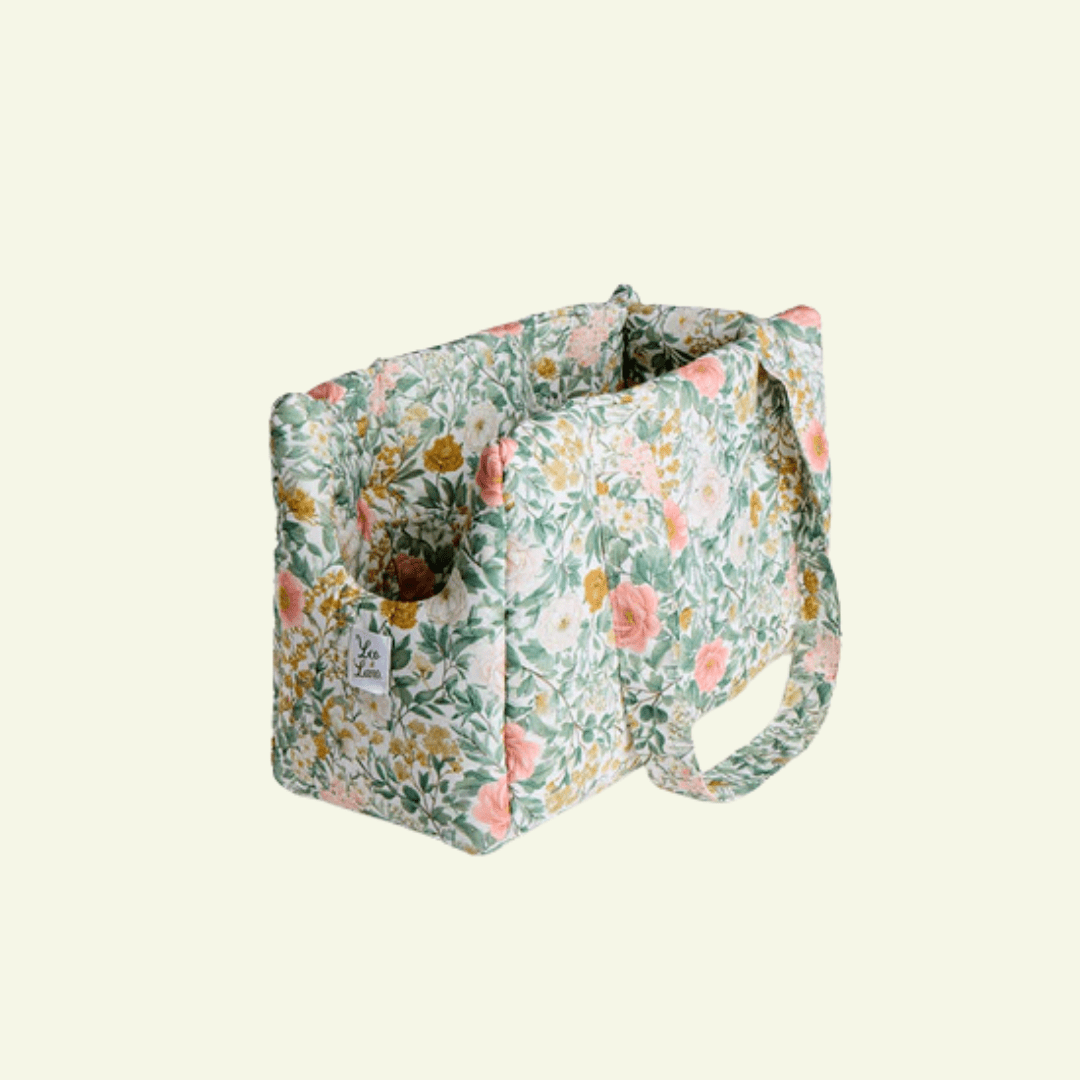 Magnolia | Sac de transport en coton motif à fleurs - fabrication artisanale - Jean - Poil - Magnolia