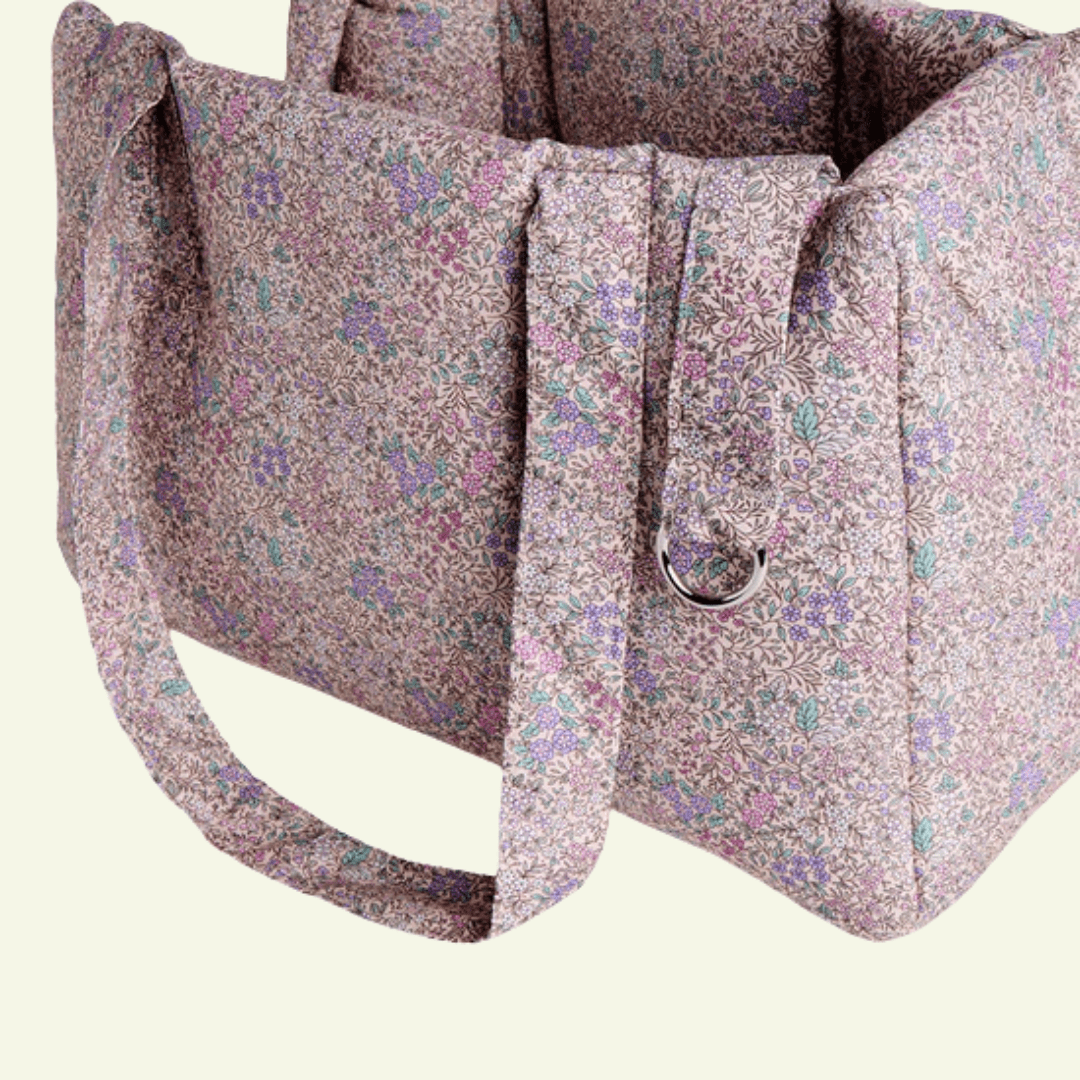 Magnolia | Sac de transport en coton motif à fleurs - fabrication artisanale - Jean - Poil - Pivoine