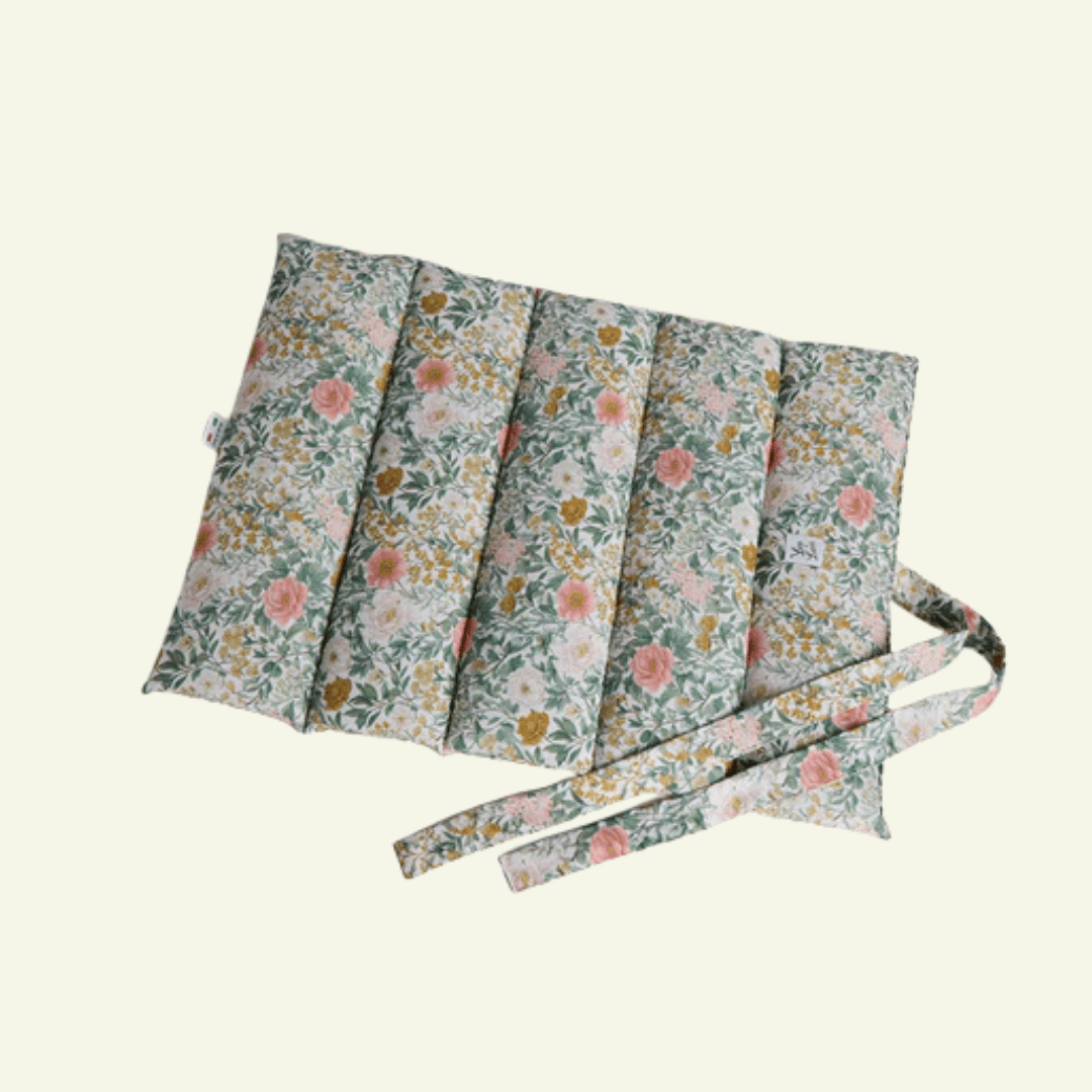 Magnolia | Tapis de voyage enroulable à fleurs - fabrication artisanale - Jean - Poil - XS