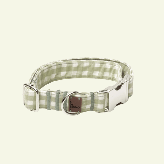 Marieth | Collier pour chien vichy pastel, fait main - Jean-Poil - Vert pastel